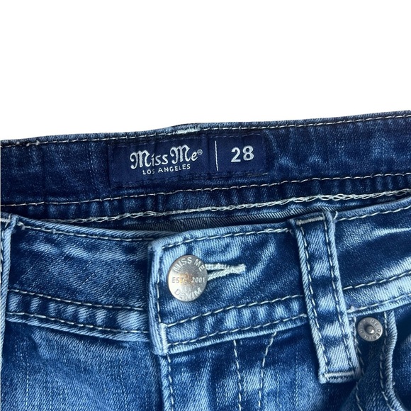Miss Me Jeans Women's 28 (30x28) Ankle Skinny Mid-Rise Distressed Blue Denim - Picture 4 of 11